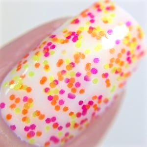 Candy Kisses- Polka Dot-NEON-Custom-Blended Indie Glitter Nail Polish / Lacquer