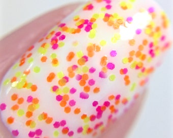 Candy Kisses- Polka Dot-NEON-Custom-Blended Indie Glitter Nail Polish / Lacquer