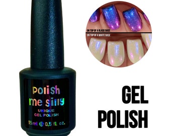 UV Led GEL Nail Polish - Glow For It - Purple Blue Pink Clear Multi-Chrome Topcoat Glow Pop Multi-Color Shifting Oil Slick Polish Me Silly