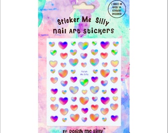 Bubble Heart Nail Stickers - Nail Art - Polish Me Silly - Gift - Glows Under UV/Blacklights
