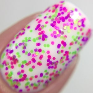 Sweet Tooth- Polka Dot-NEON-Custom-Blended Indie Glitter Nail Polish / Lacquer