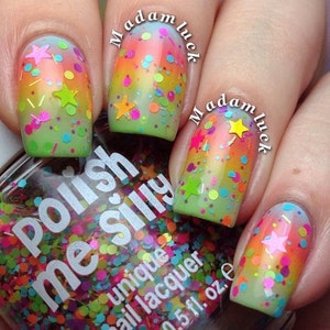 FUNFETTI Polka Dot Rainbow NEON Confetti Colorful Pop Nail Polish Indie Glitter Lacquer Varnish Polish Me Silly image 4
