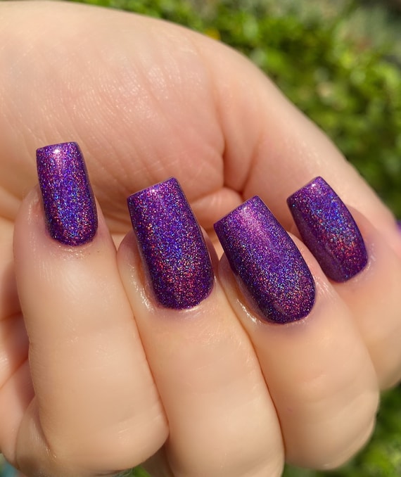 Plum Dandy Holographic Plum Purple Holographic Rainbow Custom blended Glitter Nail Polish Indie Lacquer Polish Me Silly Etsy