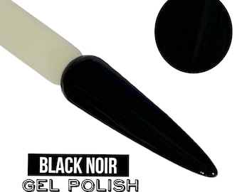 UV Led GEL Nail Polish - Black Noir - Black Polish Solid Opaque Creme Polish Long Lasting, Cruelty Free, Polish Me Silly