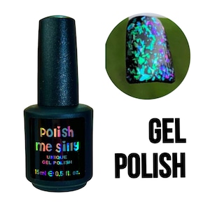 UV Led GEL Nail Polish -Sparkle Me Silly-FLAKIE Topcoats Multi-Color Shifting Polish- Glitter Nail Polish/Indie Lacquer/ Polish Me Silly-
