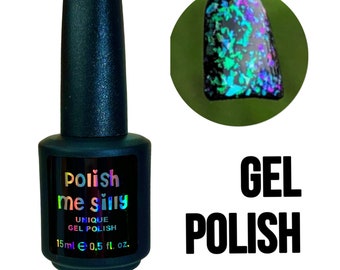 Esmalte de gel UV Led -Sparkle Me Silly-FLAKIE Topcoats Multi-Color Shifting Polish- Glitter Nail Polish/Indie Lacquer/Polish Me Silly-