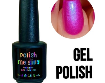 UV Led GEL Nail Polish - Hottie Tottie-  Hot Pink Blue Shimmer Multi-Color Shifting Polish Glitter Nail Polish / Lacquer / Polish Me Silly