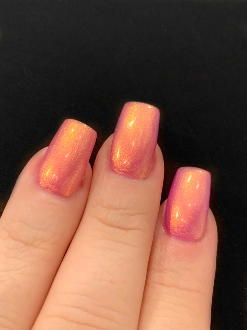 Sugarplum Glow Pink Orange Yellow Purple Glow Pop Nail Polish Collection Multi-Color Shifting: Mylar Oil Slick / Polish Me Silly image 5