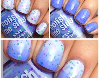 Periwinkle Twinkle- -Color Changing Thermal Nail Polish:  Custom-Blended Indie Glitter Nail Polish / Lacquer