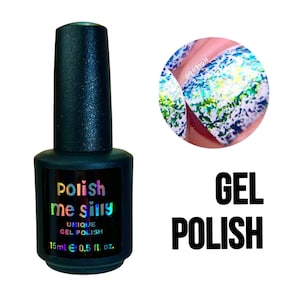 UV Led GEL Nail Polish - Blue Lagoon -FLAKIE Topcoat (larger flakes)Multi-Color Shifting Polish: Glitter Nail Polish Polish Me Silly