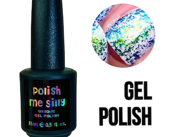 Esmalte UV Led GEL - Lagoa Azul -FLAKIE Topcoat (flocos maiores) Esmalte multicolorido: Esmalte Glitter Me Silly