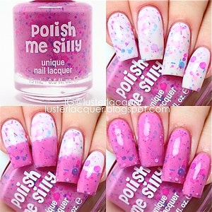 Dreaming in Pink Color Changing Thermal Nail Polish: Indie Glitter Nail Polish Glitter Lacquer Varnish Water Marble Stamping Nails image 1