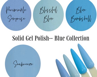 UV Led GEL Nail Polish - 4pc Set Blue Gel Collection - Polish Colors Solid Opaque Creme Polish Long Lasting, Cruelty Free, Polish Me Silly