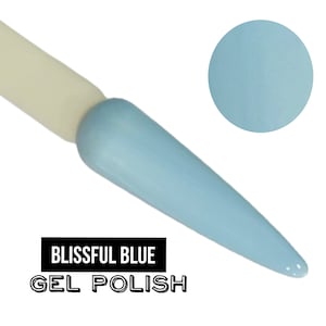 UV Led GEL Nail Polish - Blissful Blue - Light Blue Polish Solid Opaque Creme Polish Long Lasting, Cruelty Free, Polish Me Silly