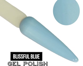UV Led GEL Nail Polish - Blissful Blue - Light Blue Polish Solid Opaque Creme Polish Long Lasting, Cruelty Free, Polish Me Silly