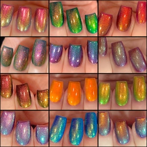 Peacock Glow Blue Green Gold Teal Shimmer Glow Pop PT 2 Polish Collection Multi-Color Shift: Mylar Oil Slick / Polish Me Silly image 8