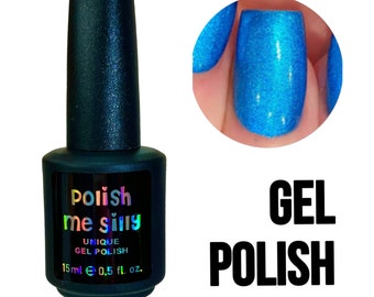 Esmalte UV Led GEL - Calafrios Elétricos - Esmalte Metálico Azul Brilhante: Esmalte Glitter / Laca Indie / Polonês Me Silly