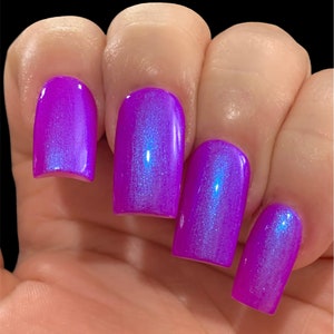 Glow 2 The Top Neon Purple Blue NEON Glow Pop Collection MultiColor Shifting: Mylar Oil Slick / Polish Me Silly Nail Polish image 9