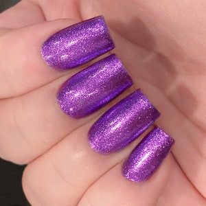 Electric Vibes Bright Purple Metallic Foil Nail Polish: Custom-Blended Glitter Nail Polish / Indie Lacquer / Polish Me Silly image 2