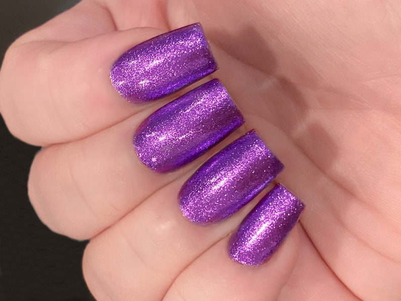 Electric Vibes Bright Purple Metallic Foil Nail Polish: Custom-Blended Glitter Nail Polish / Indie Lacquer / Polish Me Silly image 2
