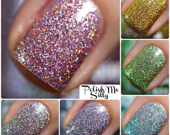 Rainbow Sparkle Collection 6 pieces SET Glitter Holographic Glitter Custom-Blended Glitter Nail Polish / Indie Lacquer
