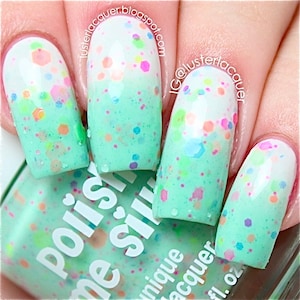 Minty Madness- -Color Changing Thermal Nail Polish:  Indie Glitter Indie Nail Polish Glitter Lacquer Varnish Water Marble Stamping Nails
