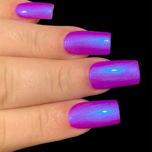 Glow 2 The Top Neon Purple Blue NEON Glow Pop Collection MultiColor Shifting: Mylar Oil Slick / Polish Me Silly Nail Polish image 4