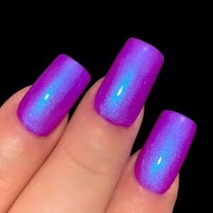 Glow 2 The Top- Neon Purple Blue &quot;NEON Glow Pop Collection&quot; MultiColor Shifting: Mylar Oil Slick / Polish Me Silly Nail Polish