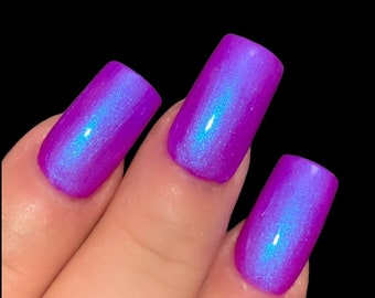 Glow 2 The Top- Neon Purple Blue "NEON Glow Pop Collection" MultiColor Shifting: Mylar Oil Slick / Polish Me Silly Nail Polish