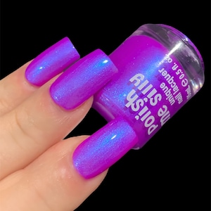 Glow 2 The Top Neon Purple Blue NEON Glow Pop Collection MultiColor Shifting: Mylar Oil Slick / Polish Me Silly Nail Polish image 5
