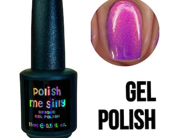 UV Led GEL Nail Polish - Purple Haze -  Purple Hot Pink Shimmer Multi-Color Shifting Polish Indie Lacquer / Polish Me Silly
