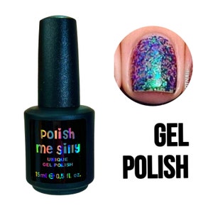 UV Led GEL Nail Polish -Fantasy- FLAKIE Topcoat (larger flakes) Multi-Color Shifting Polish Glitter Nail Polish / Indie /Polish Me Silly