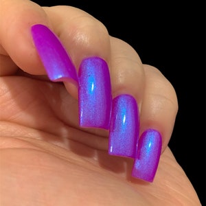 Glow 2 The Top Neon Purple Blue NEON Glow Pop Collection MultiColor Shifting: Mylar Oil Slick / Polish Me Silly Nail Polish image 7