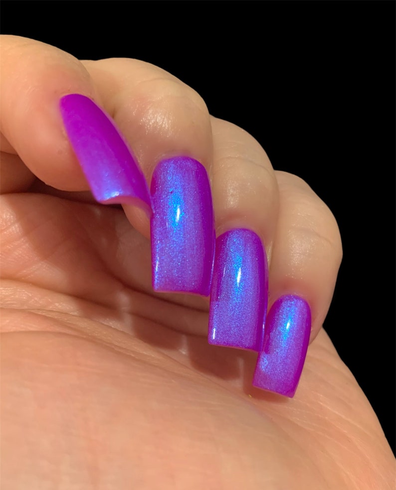 Glow 2 The Top Neon Purple Blue NEON Glow Pop Collection MultiColor Shifting: Mylar Oil Slick / Polish Me Silly Nail Polish image 7