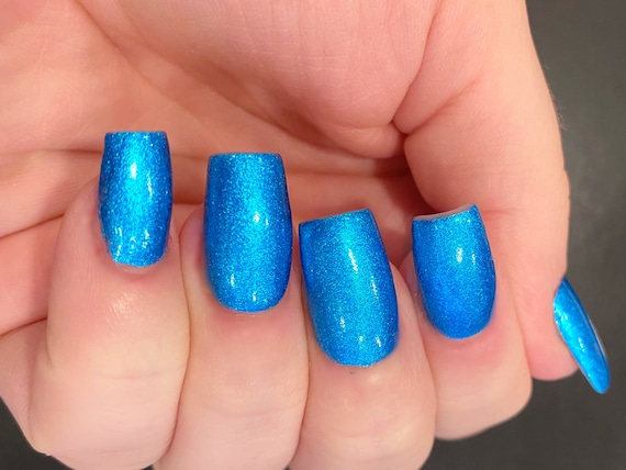 Electric Chills- Bright Blue Metallic Foil Nail Polish:  Custom-Blended Glitter Nail Polish / Indie Lacquer / Polish Me Silly