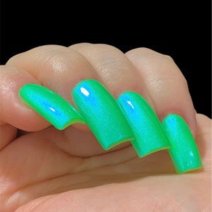 UV Led GEL Nail Polish Slimey Glow Neon Green Blue NEON Glow Pop Collection MultiColor Shift Oil Slick / Polish Me Silly Indie image 8