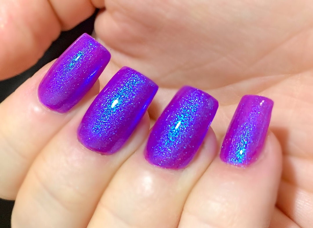 Wonder Glow- Neon Purple Blue Magenta &quot;Glow Pop Nail Polish Collection&quot; Multi-Color Shifting: Mylar Oil Slick / Polish Me Silly Indie Nail