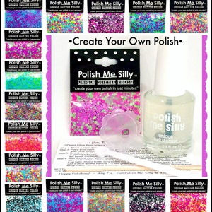 CREATE Your Own Nail Polish Kit (DIY) -RAINBOW neon Custom-Blended Indie Glitter Nail Polish / Lacquer