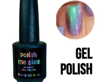 UV Led GEL Nail Polish - Twilight Glow - Green Blue Purple Pink "Glow Pop Nail Polish" Multi-Chrome Shifting: Oil Slick / Polish Me Silly