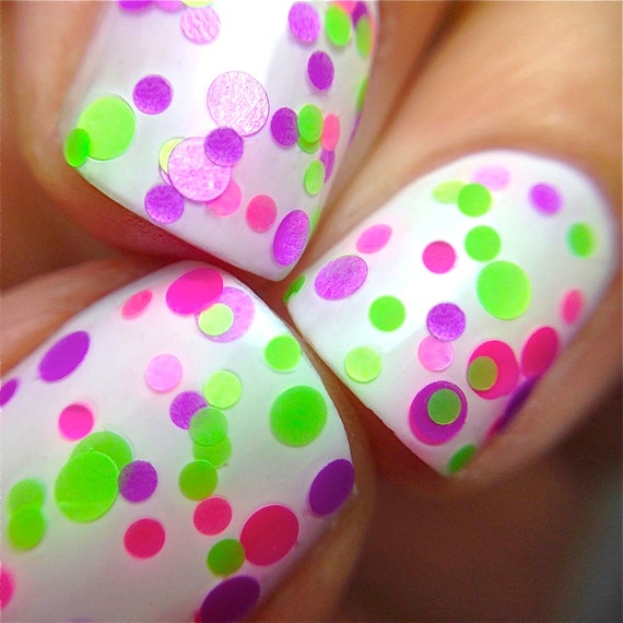 Sassy Polka Dot-NEON-Custom-Blended Indie Glitter Nail Polish | Etsy