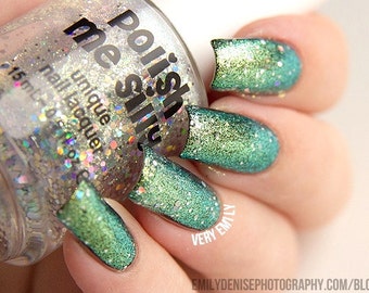 Multichrome Topper -GREEN GODDESS -Multi Color Changing Polish:  Custom-Blended Glitter Nail Polish / Indie Lacquer / Polish Me Silly