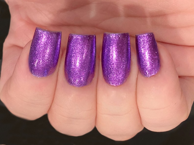 Electric Vibes Bright Purple Metallic Foil Nail Polish: Custom-Blended Glitter Nail Polish / Indie Lacquer / Polish Me Silly image 1