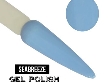 UV Led GEL Nail Polish - Seabreeze - Powder Blue Polish Solid Opaque Creme Polish Long Lasting, Cruelty Free, Polish Me Silly