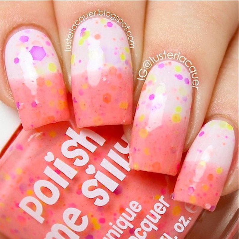 Creamsicle Surprise Color Changing Thermal Nail Polish: Custom-Blended Indie Glitter Nail Polish / Lacquer image 1