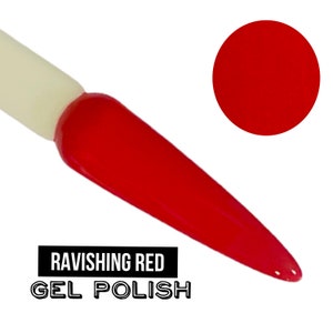 UV Led GEL Nail Polish - Ravishing Red - True Red Polish Solid Opaque Creme Polish Long Lasting, Cruelty Free, Polish Me Silly
