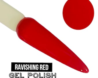 UV Led GEL Nail Polish - Ravishing Red - True Red Polish Solid Opaque Creme Polish Long Lasting, Cruelty Free, Polish Me Silly