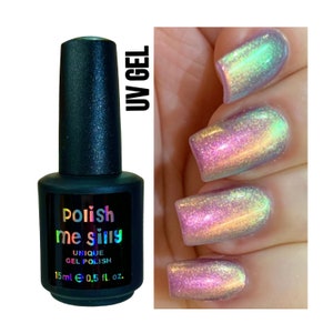 UV Led GEL Nail Polish -Prism Glow - Pink Purple Orange Yellow Green blue Glow Pop Multi-Color Shifting Oil Slick Polish Me Silly