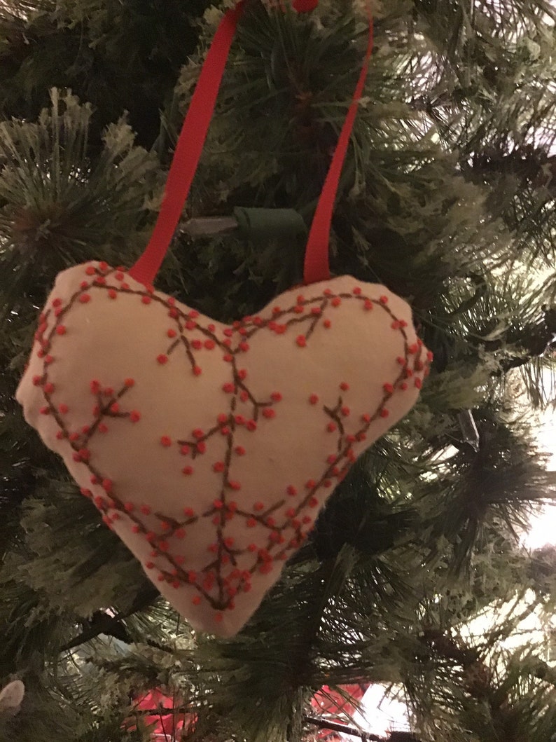 Bittersweet peace heart ornament, hand embroidered pillow, hand stitched, hand drawn, Handmade image 9