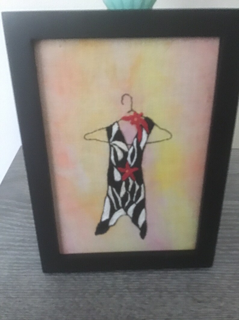 Textile Art Fashion Hand Embroidered Fiber Art Framed Art
