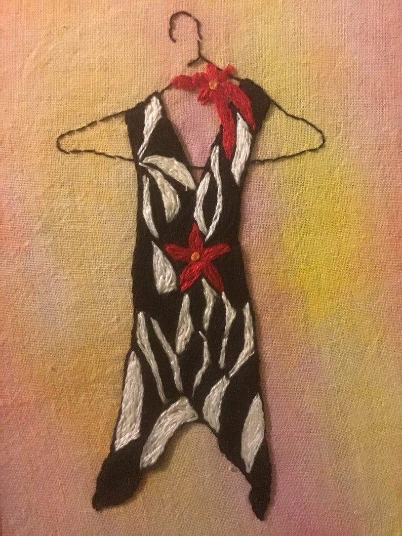 Textile Art Fashion Hand Embroidered Fiber Art Framed Art